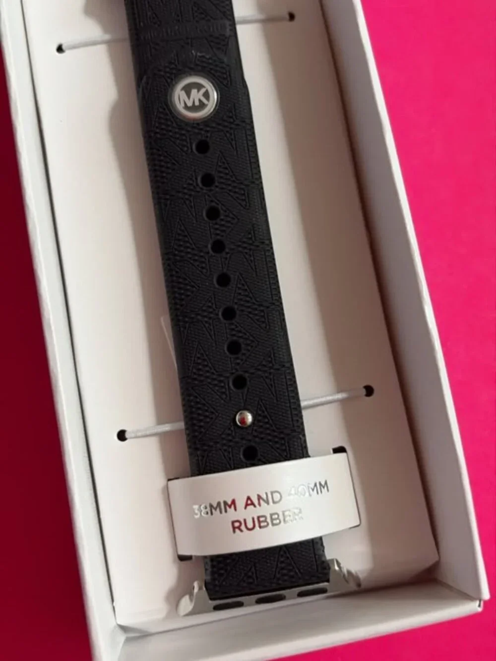 Michael Kors Women's Blush Rubber Black Apple Watch Band Strap 38-40mm